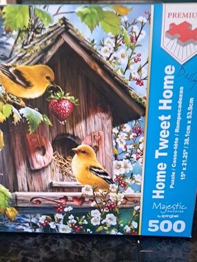 Majestic Yellow Goldfinch Birdhouse Wall Art with Red Strawberry